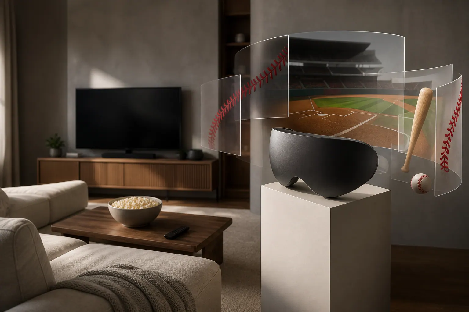 Apple Immersive representado em composição editorial sobre apple leva beisebol ao formato imersivo e testa o futuro das transmissões esportivas.